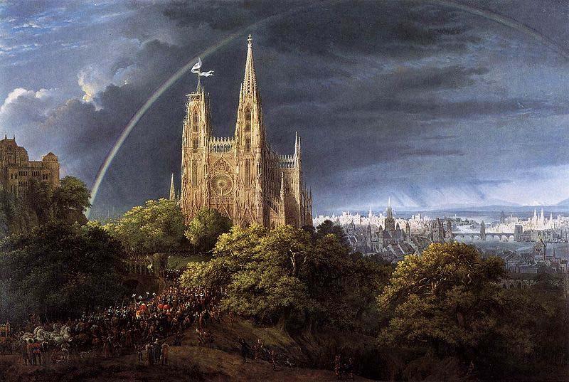 Karl friedrich schinkel Gothic Cathedral with Imperial Palace France oil painting art